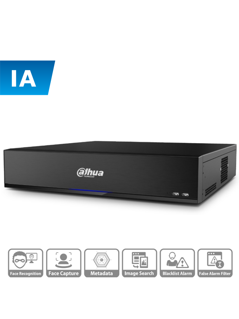 DAHUA XVR8816S-4KL-I - DVR IA 16 Canales 4K/ 16 Ch de Proteccion Perimetral/ 4 Ch de Reconocimiento Facial/ 20 BD 1000 Rostros/ H.265+/ 64 canales IP/ 8 Bahías de Discos Duros/ #Proyectos