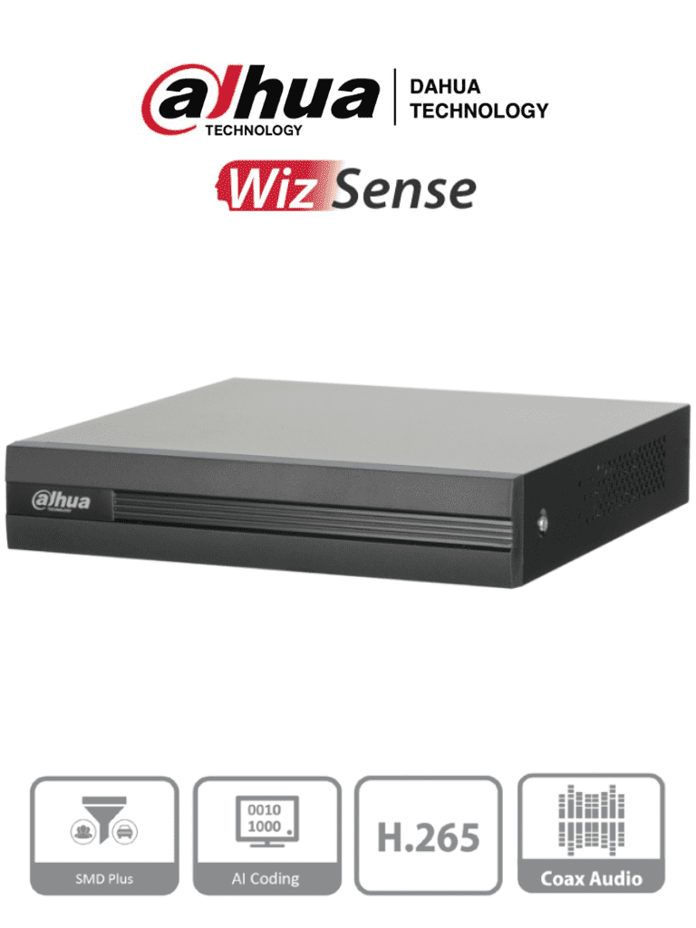 DAHUA XVR1B08H-I - DVR de 8 Canales de 5 Megapixeles Lite/ WizSense/ Cooper-I/ H.265+/ 8 Canales+4 IP o Hasta 12 Ch IP/ 8 Canales SMD Plus/ Busqueda Inteligente (Humanos y Vehiculos)/ Codificación Inteligente/ 1 Puerto Sata/