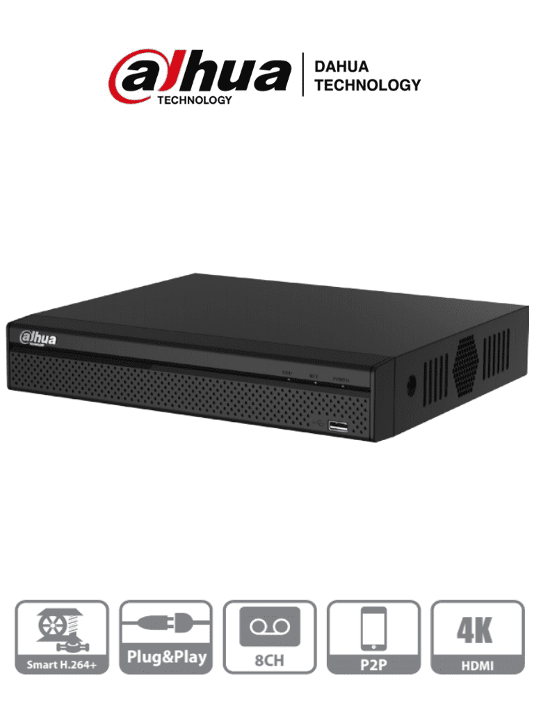 DAHUA DHI-XVR5108HS-4KL - DVR de 8 Canales 4k/ H.264/ 4 Canales IP Adicionales/ Maximo 12 Canales/ 1&1 E&S de Audio/ 1 Puerto Sata de 8 TB/ 1 HDMI&VGA/