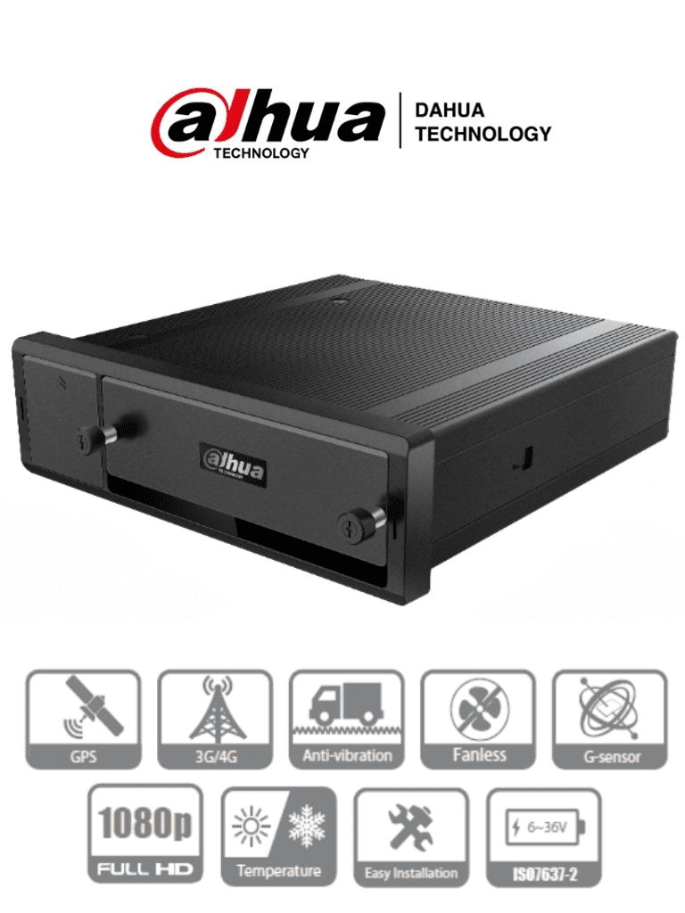 DAHUA DHI-MXVR4104-GC - DVR Movil de 4 Canales HDCVI 1080p+ 4 Ch IP/ H.265/ GPS/ 3G/ Soporta 1 HDD de 2.5 Pulgadas hasta 2 TB + 1 Tarjeta SD hasta 256 GB/ Soporta HDCVI/AHD/TVI/CVBS/IP/ No incluye Modulo WiFi/