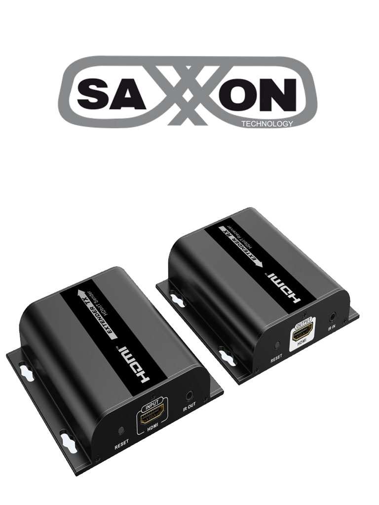 SAXXON LKV38340- Kit extensor HDMI sobre IP/ Resolucion 1080p/ Cat 5e/ 6/ hasta 120 metros/ Hasta 253 receptores/ Delay de 70ms/ HdBIT/ Transmisor de IR/ Plug and play