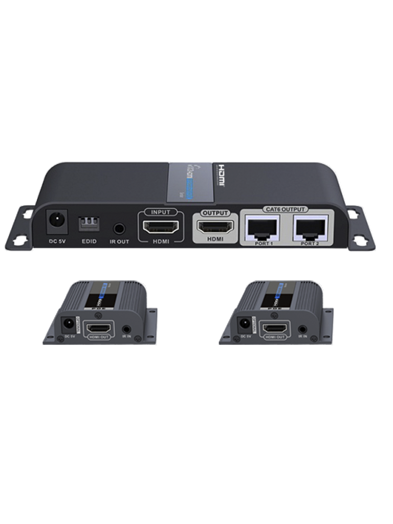 SAXXON LKV712PRO- Kit extensor HDMI de 2 Puertos/ Hasta 40 metros/ CAT6/ 6A/ 7/ Resolucion 1080p/ loop HDMI/ Transmisor IR/ Plug and play