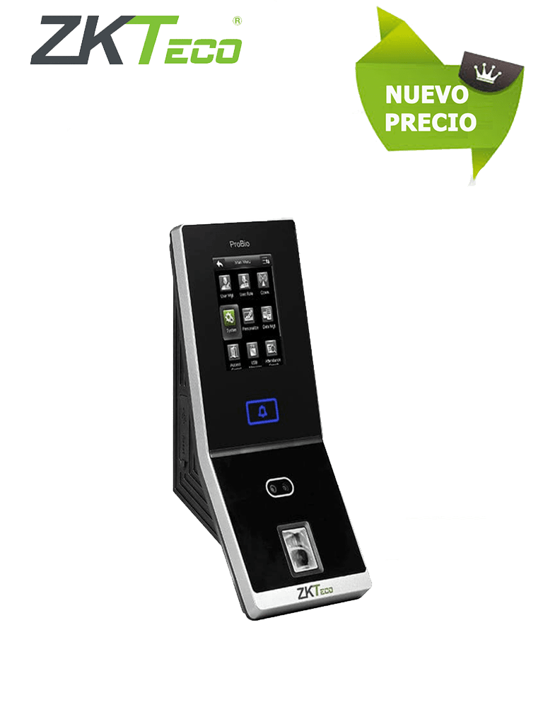 ZKTECO PROBIO - Terminal de Control de Acceso Profesional / 2000 Rostros / 4000 Huellas / 100000 Registros / 10000 Tarjetas RFID 125Khz/ Conexión para Lector Esclavo de Huella / Software Bio Access MTD Gratis / #MTD