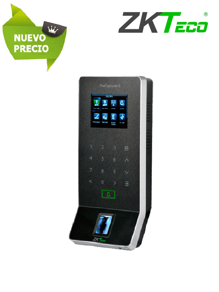 ZKTECO PROCAPTUREXID - Terminal de Control de Acceso Profesional de Huella y Tarjeta / 20,000 Huellas/ 10,000 Tarjetas RFID 125 Khz / Lector SilkID / PoE / Timbre Inalámbrico / Interior / Licencia Bio Access MTD Gratis / #MTD