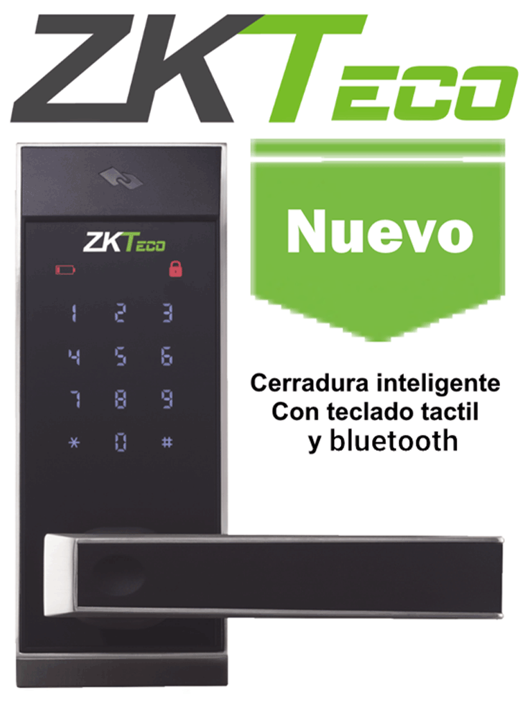 ZKTECO AL10DB - Cerradura inteligente con teclado táctil / 100 tarjetas MF 13.56 Mhz/ 100 contraseñas / Izquierda y derecha/ APP Smartkey Genera contraseñas temporales para tus departamentos