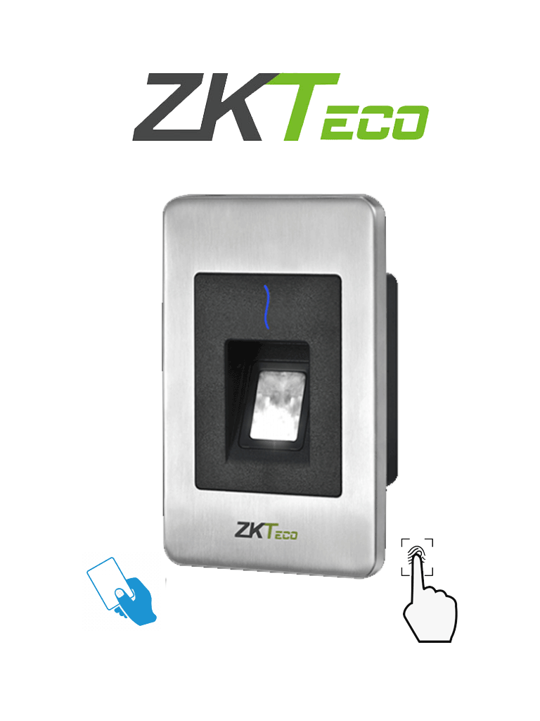 ZKTECO FR1500MF Lector Esclavo De Huella SILK ID Tarjetas MIFARE 13.56 Mhz / IP65 / RS485 / Led Indicador De Estado