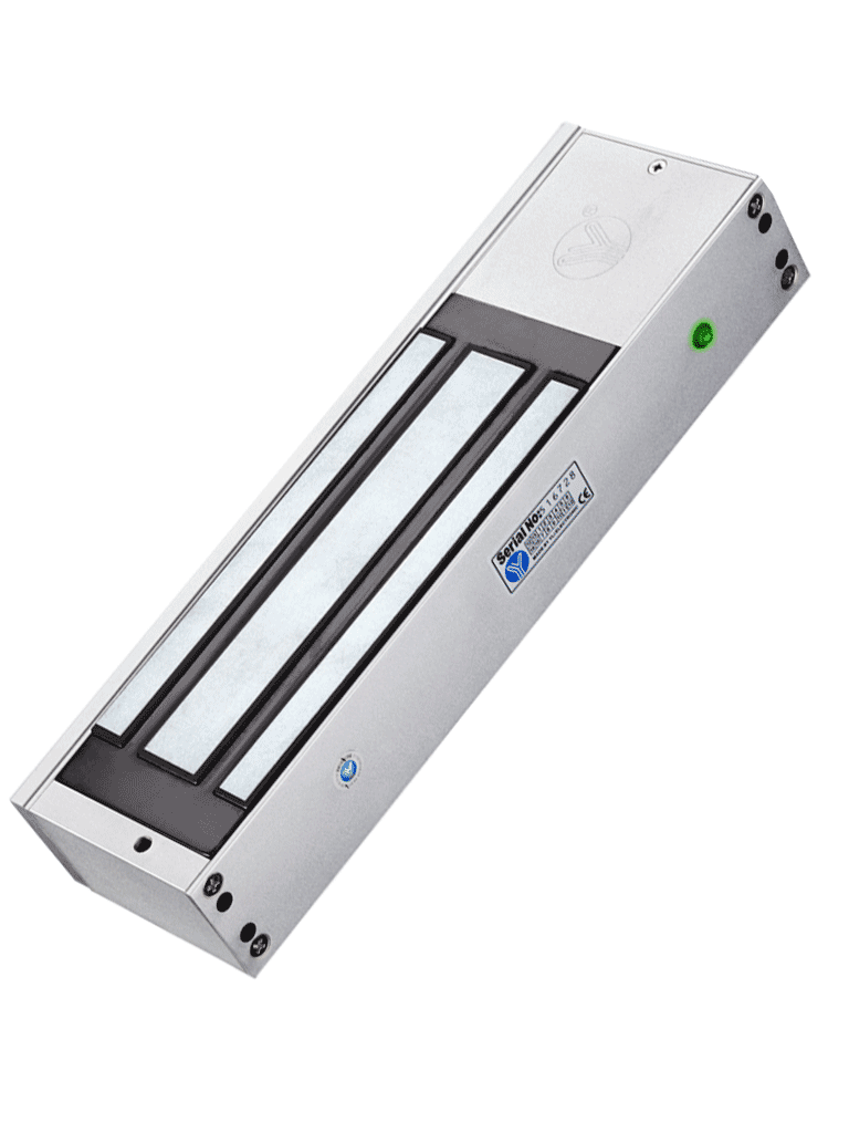 YLI YM750TLED - Cerradura Magnética de uso rudo con LED / Uso Interior / Fuerza de sujeción 750 kg (1500 Lb) / Con retardo de tiempo 0/3/6/9 seg. / Voltaje Dual 12v/24 VDC