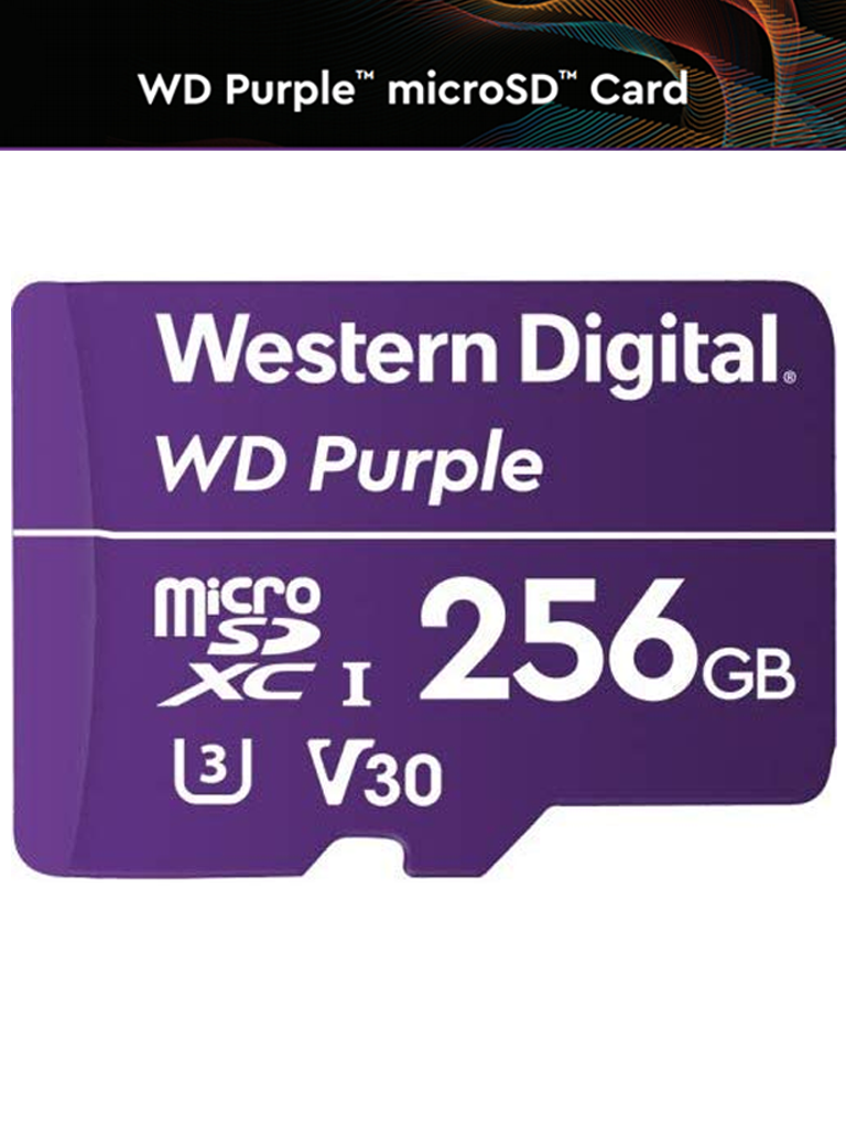 WESTERN DIGITAL WDD256G1P0C MicroSD 256GB / MICRO SDXC PURPLE SC QD101 VIDEOVIGILANCIA 24/7 CLASE 10 U1 LECT 50MB/S ESC 40MB/S