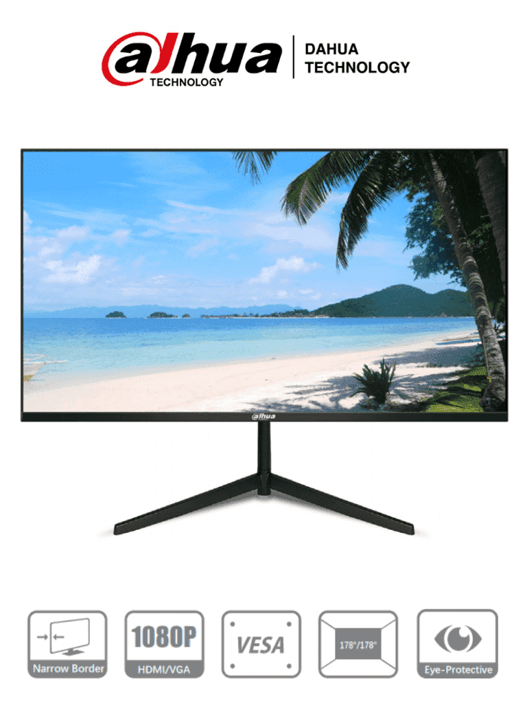 DAHUA DHI-LM24-B200 - Monitor de 24 Pulgadas/ Full HD/ Especial para Videovigilancia/ Ideal para trabajo 24/7/ Marco Ultra delgado/ 178 Grados de Visualización/ Entrada HDMI&VGA/ VESA/