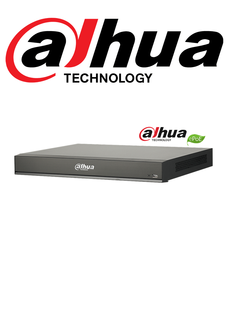 DAHUA DHINVR521616PI - NVR 16 Canales IP / 4K con inteligencia artificial / Reconocimiento facial / IA / H265+ / Rendimiento 320 Mbps / HDMI / VGA / 16 Puertos PoE / Soporta 2 HDD/ #Proyectos