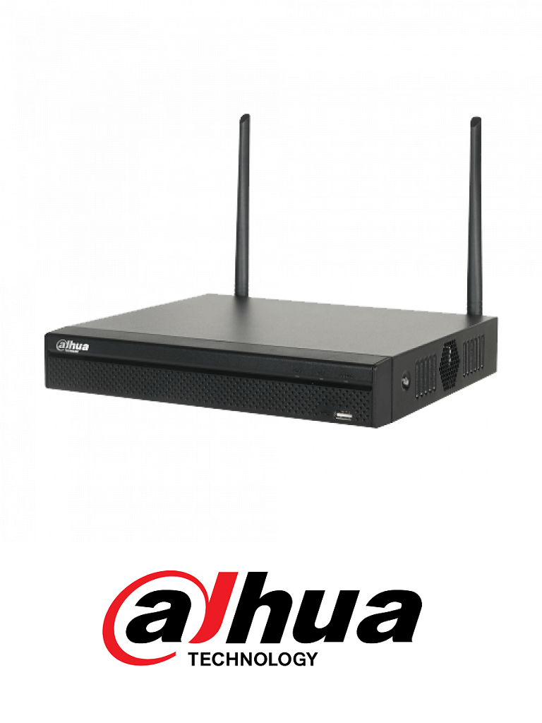 DAHUA NVR2104HSW4K - NVR 4 Canales de video IP WiFi / 2.4GHZ / H265+ / 80 Mbps Grabacion / HDMI 4K / VGA / 1 Interfaz SATA / Grabacion hasta 4K / P2P/