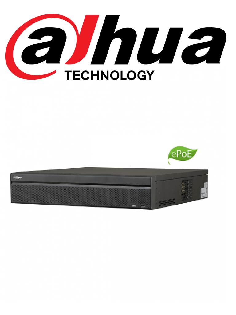 DAHUA NVR5864-16P-4KS2E - NVR 64 Canales IP 4K / H265+ / Rendimiento 320 Mbps / 2 HDMI / 8 Puertos con tecnologia EPoE hasta 800M / 16 PoE / 8 SATA / DEWARPING