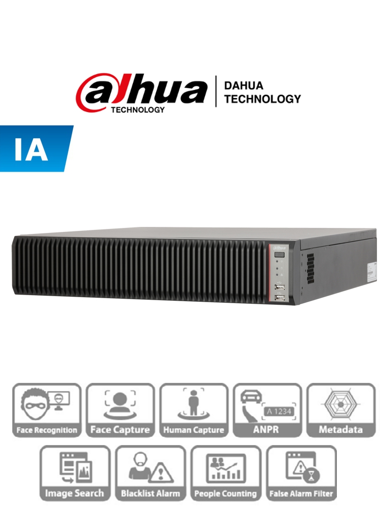 DAHUA IVSS7008-1I - Servidor de Video con Inteligencia Artificial/ 128 Canales IP/ Hasta 20 Canales de Reconocimiento Facial/ Soporta 8 Discos Duros/ RAID 0/1/5/6/10/ Protección Perimetral/ E&S de Alarma/ #RETAIL #Proyectos