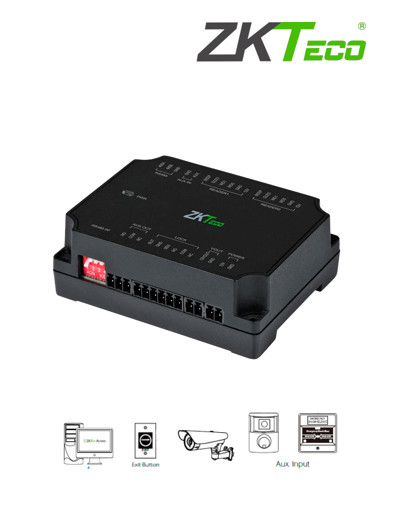 ZKTECO DM10 - Expansor para Panel de Control de Acceso C2-260 (ZKT0720004) para Aumentar 1 Puerta por medio de RS485 / Agregando el Expansor DM10 puedes Aumentar y Controlar hasta 8 Puertas / Cuenta con Comunicación Wiegand /