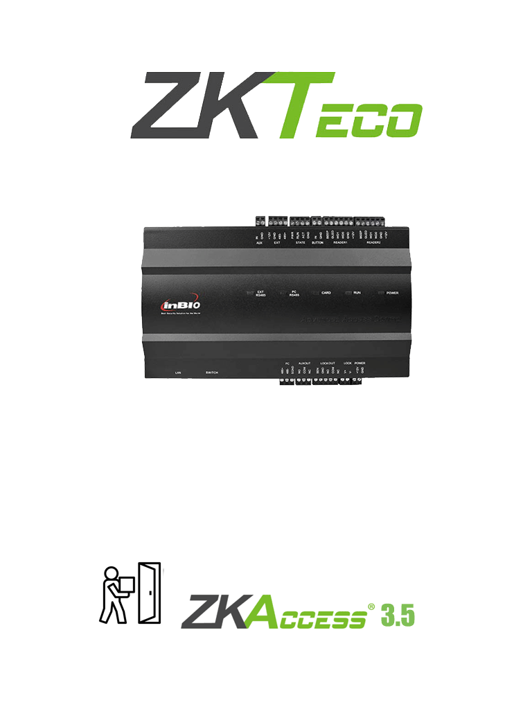 ZKTECO INBIO160 - PANEL DE CONTROL DE ACCESO PARA 1 PUERTA / 2 LECTORAS / 3 MIL HUELLAS / PULL SDK / 12 MESES DE GARANTIA