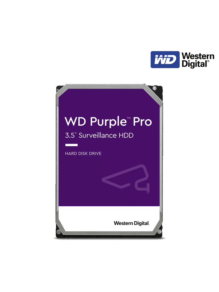 WESTERN WD8001PURP - Disco Duro de 8TB Purple PRO/ Especial para Videovigilancia con IA/ Tecnología IA AllFrame/ Interface: Sata 6 Gb/s/ Cache 256 MB/ Hasta 64 Cámaras/ 32 Secuencias de IA para Análisis de Aprendizaje Profundo/