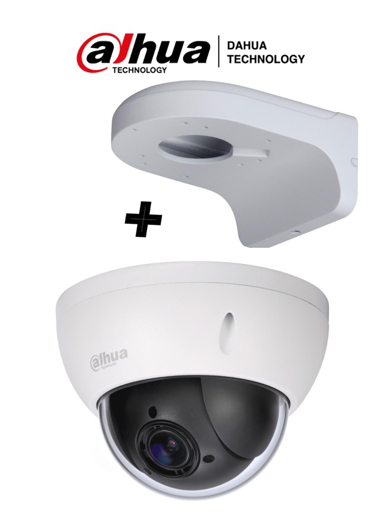 DAHUA SD22204IGCPAK - Camara mini PTZ de 2 MP HDCVI / 4X Zoom óptico con brazo de pared PFB203W incluido