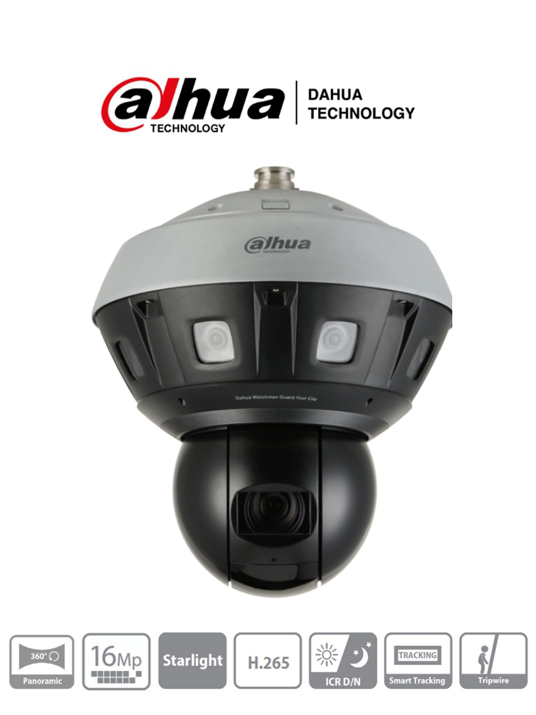 DAHUA PSDW81642M-A360 - Camara IP Panoramica Multisensor 8x2MP+ PTZ 40x de ZOOM/ PTZ de 4 Megapixeles/ WizMind/ IR 400 Mts/ Smart Tracking/ H.265/ Starlight/ IP66/ 2&2 E&S de Audio/ 7&3 E&S de Alarma #RETAIL #Proyectos