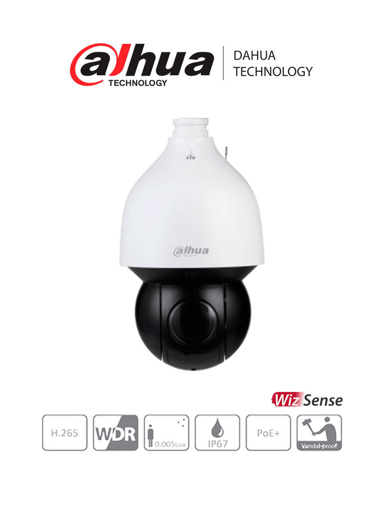 DAHUA SD5A225XA-HNR-SL- Camara IP PTZ de 2 Megapixeles Anticorrosion/ 25x de Zoom Optico/ IR de 150 Mts/ Antivandálica/ H.265+/ AutoTracking/ PoE+/ 60 FPS/ Función anti-niebla / WDR Real de 120 dB/ Detección de Rostros/ IP67/ #LoNuevo