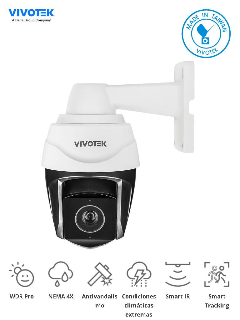 VIVOTEK SD9384-EHL - Cámara IP PTZ Exterior 5 Megapixeles/ 30x Zoom Óptico/ Smart IR 200mts/ Protección Nema4X, IP66, IK10/ EIS/ WDR Pro/ H265/ Smart Tracking/ Ciberseguridad Trend Micro/ Camera Link/NDAA/ONVIF