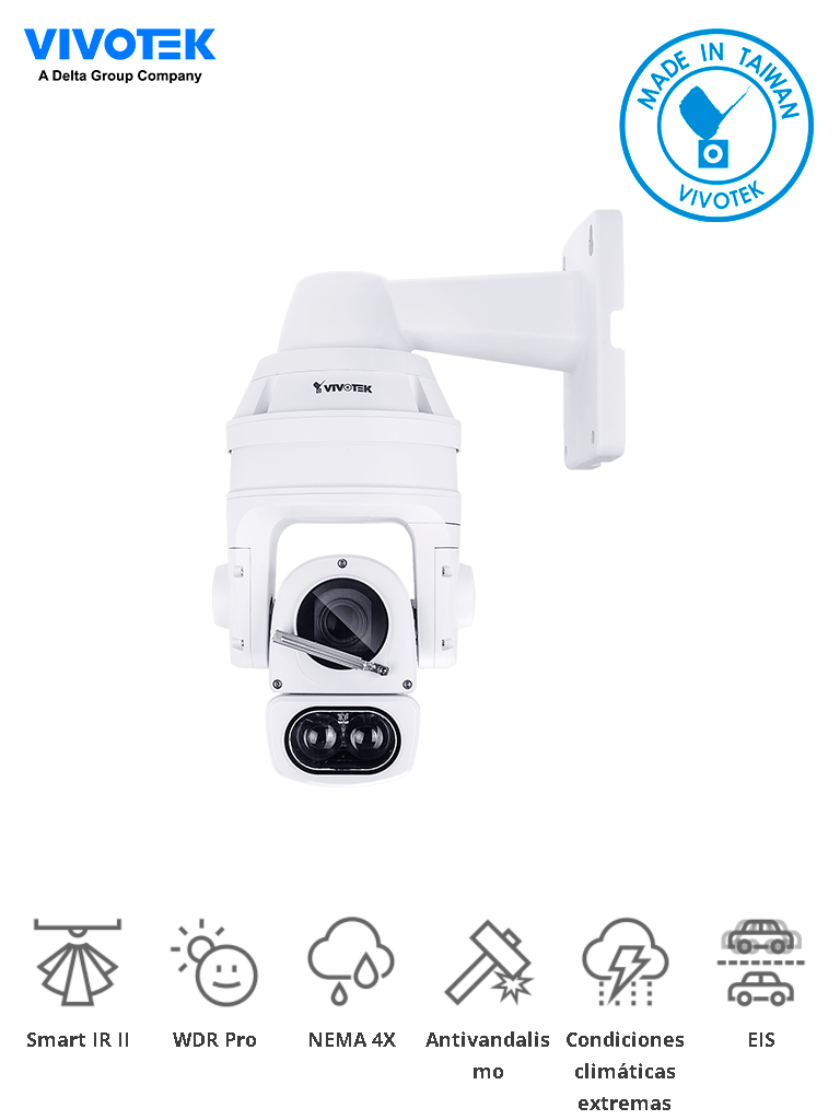 VIVOTEK SD9368-EHL - Cámara IP PTZ Exterior 2 Megapixeles/ 40x Zoom Óptico/ Smart IR 250mts/ Protección Nema4X, IP66, IK10/ EIS/ WDR Pro/ H265/ Smart Tracking/ Ciberseguridad Trend Micro/ NDAA/ONVIF