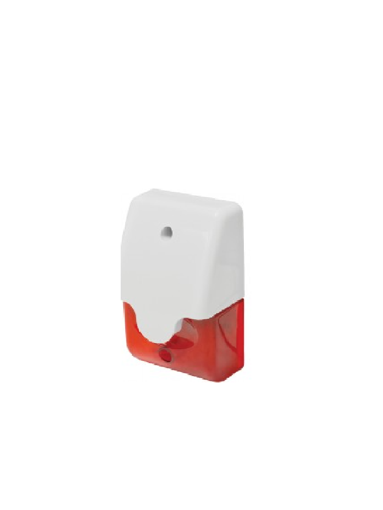 Seco-Larm SL1312SAR - Sirena mini piezoeléctrica roja y luz estroboscópica LED