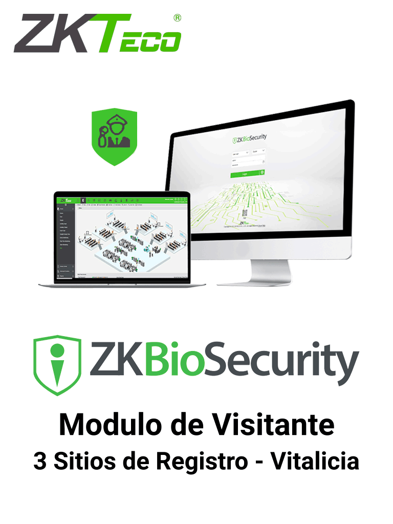 ZKTECO ZKBSVISP3 - Licencia para gestión de Visitas en Biosecurity / 10 000 Visitas por mes / 3 Sitios de Registro / Vitalicia