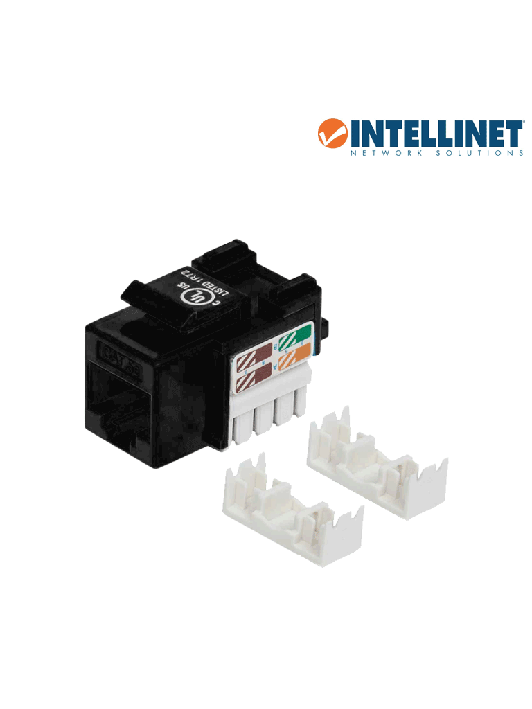 INTELLINET 210416 - JACK CAT 5e / DE IMPACTO / (KEYSTONE) / NEGRO Para uso con cable sin blindar (UTP) Cat5e Compatible con herramientas de impacto 110 y Krone