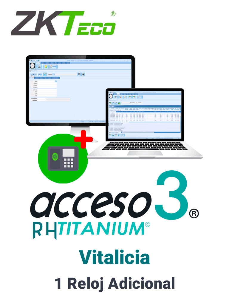 ZKACCESO TITANIUMTADD - Licencia para 1 reloj checador adicional / Vitalicia