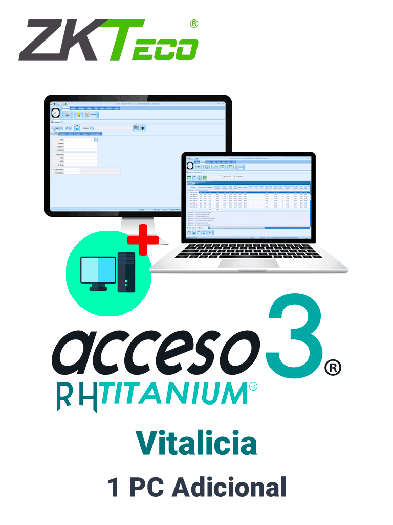 ZKACCESO TITANIUMCOMPADD - Licencia para 1 PC adicional de adminsitracion de software / Vitalicia