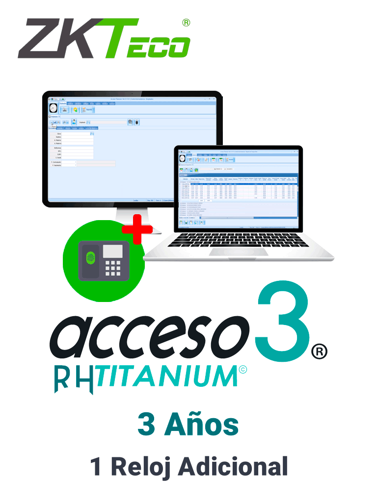 ZKACCESO TITANIUMTADD3YEAR - Licencia para 1 reloj checador adicional / 3 años