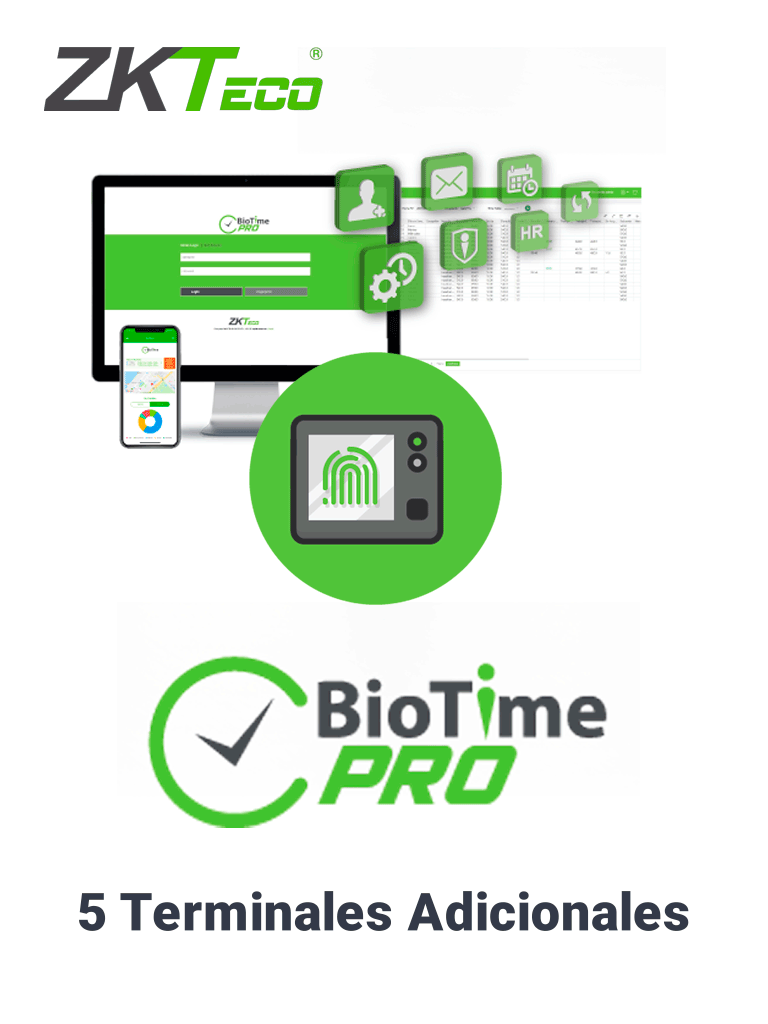 ZKTECO BIOTIMEPROADDDEV- Licencia Vitalicia para Agregar 5 Terminales Adicionales