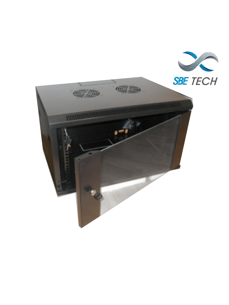 SBETECH GNLPAR6URP - Gabinete de pared 6UR/ 600mm de ancho/ 600 mm de profundidad Puerta delantera de cristal templado/ Cerradura y llaves