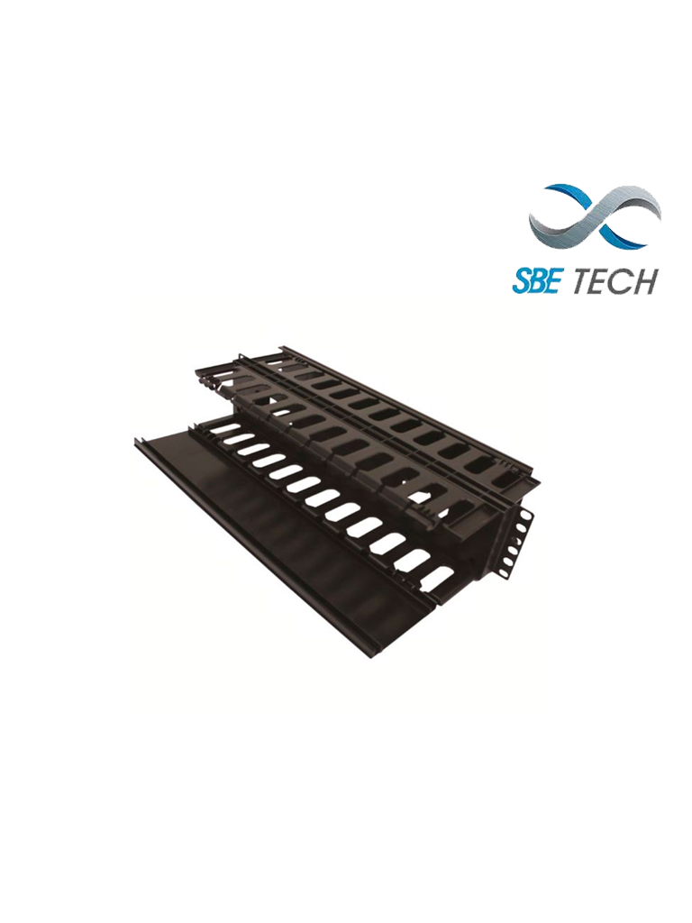 SBETECH SBE-OH2URD - Organizador de cable horizontal para rack / Doble lado/ 19 pulgadas/ Base metalica/ 2UR