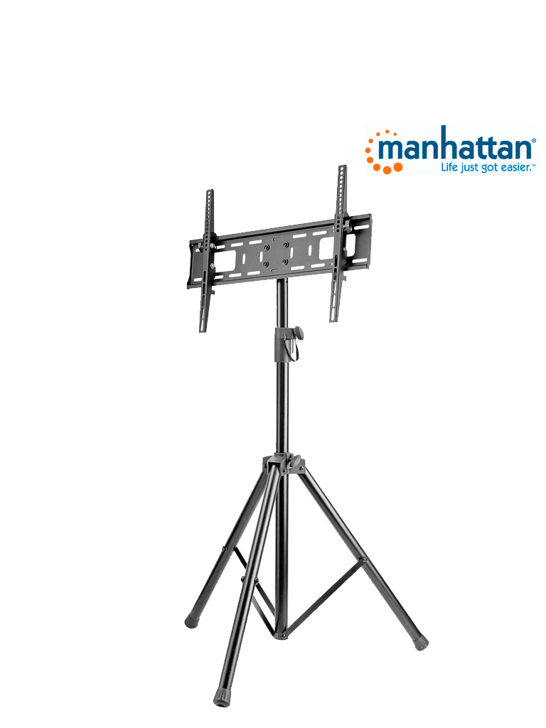 MANHATTAN 461412- Soporte de Piso para Pantallas de 37 a 70 Pulgadas/ 35 Kg de Carga/ Trípode con Ajuste de Altura de 1.24 a 1.88 Mts/ Ajuste de Inclinación/ VESA 200/ 400x200/ 300/ 400/ 600x400/