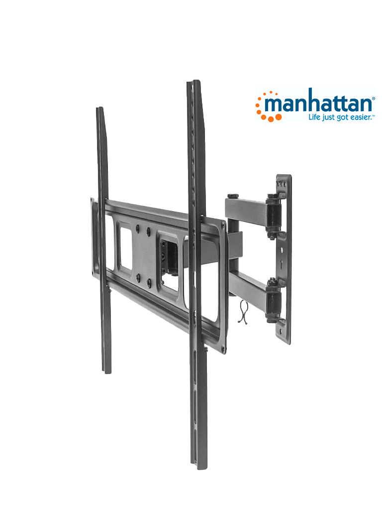 MANHATTAN 461337 - Soporte de Pared para Pantallas de 37 a 70 Pulgadas/ 35 Kg de Carga/ Brazo Articulado/ Ajustes de Inclinación, Giro y Nivel/ Distancia a la Pared de 24.7 cm/ Acero/ VESA 200/ 300/ 400X200/ 400/ 600X400/