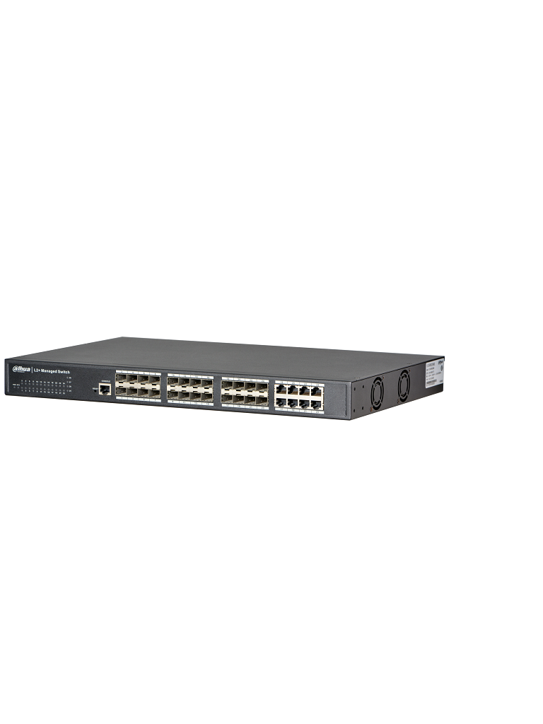 DAHUA PFS5924-24X- Switch Gigabit Administrable Capa 2/ 24 puertos SFP/ 8 Puertos Combo 1000BASE-T/SFP/ Switching 350Gbps/ Tasa de Reenvio de Paquetes 35.7Mpps/