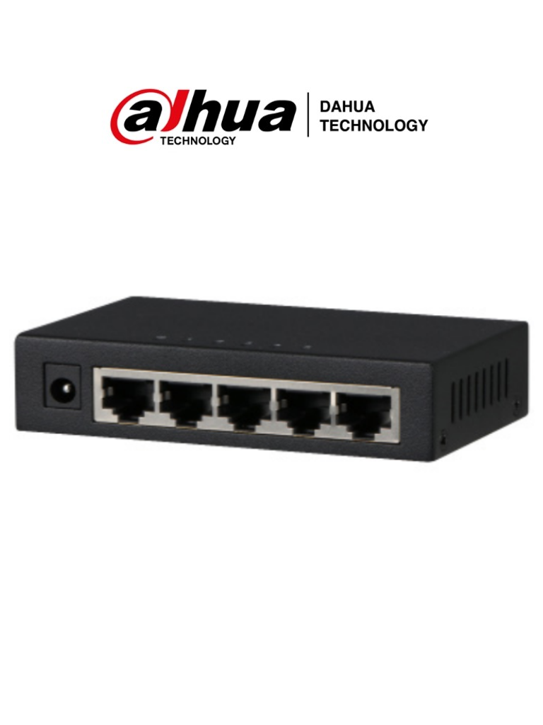 DAHUA PFS3005-5GT - Switch Gigabit de 5 Puertos No Administrable/ Capa 2/ 10/100/1000 Base-T/ Carcasa Metalica/ Switching 10G/ Tasa de Reenvio de Paquetes 7.44 Mbps/ Memoria Bufer de Paquetes 1Mb/ Con Proteccion de Descargas/