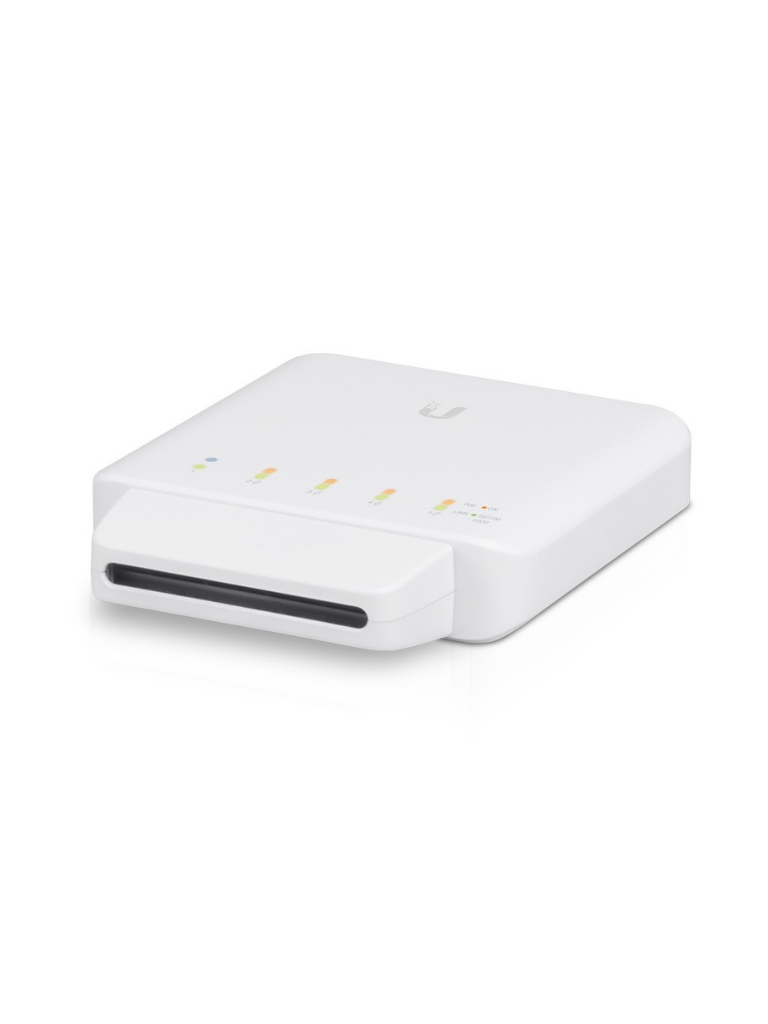 UBIQUITI USW-FLEX Switch UniFi para exterior IP55 de 5 puertos 10/100/1000 (1 Puerto PoE de entrada 802.3af/at/bt y 4 puertos PoE salida 802.3af / No incluye Inyector PoE/ Compatible con Inyector PoE-50-60W & UTP7201GE-PSE60 #LONUEVO