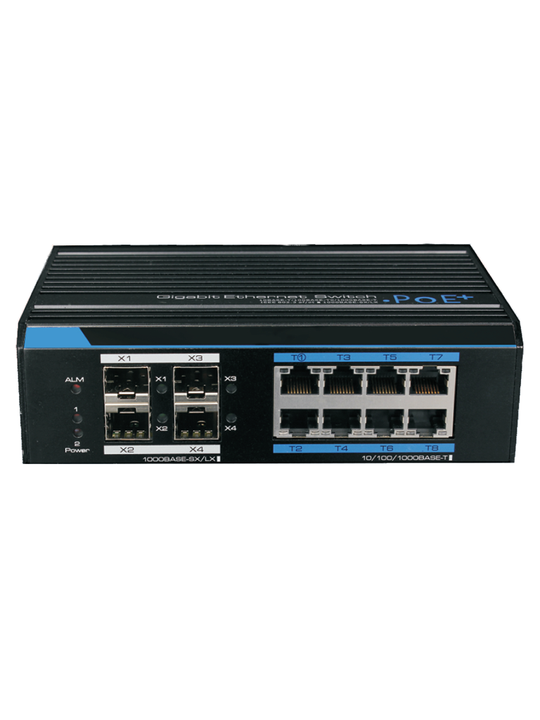 UTEPO UTP7308GEPOE - Switch industrial Gigabit PoE administrable / L2 / 8 Puertos PoE Gigabit / 4 Puertos SFP Gigabit / 802.3af&AT / Fast RING / PoE 150 Watts