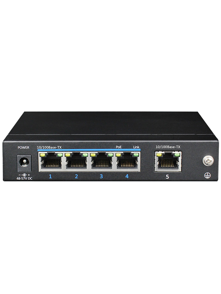 UTEPO UTP3SW0401TP60 - Switch PoE / No administrable / 4 Puertos PoE fast ethernet / 1 Puerto fast ethernet / 802.3af&AT / Modo CCTV / PoE 60 Watts