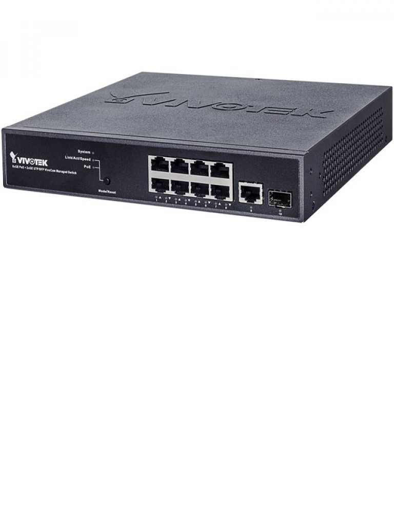 VIVOTEK AWGEV104A130 - SWITCH POE 8 PUERTOS GE FULL GIGABIT/ADMINISTRABLE/1 GE UTP/1 GE SFP/130W/CAPA 2/VIDEOVIGILANCIA #ultimaspiezas