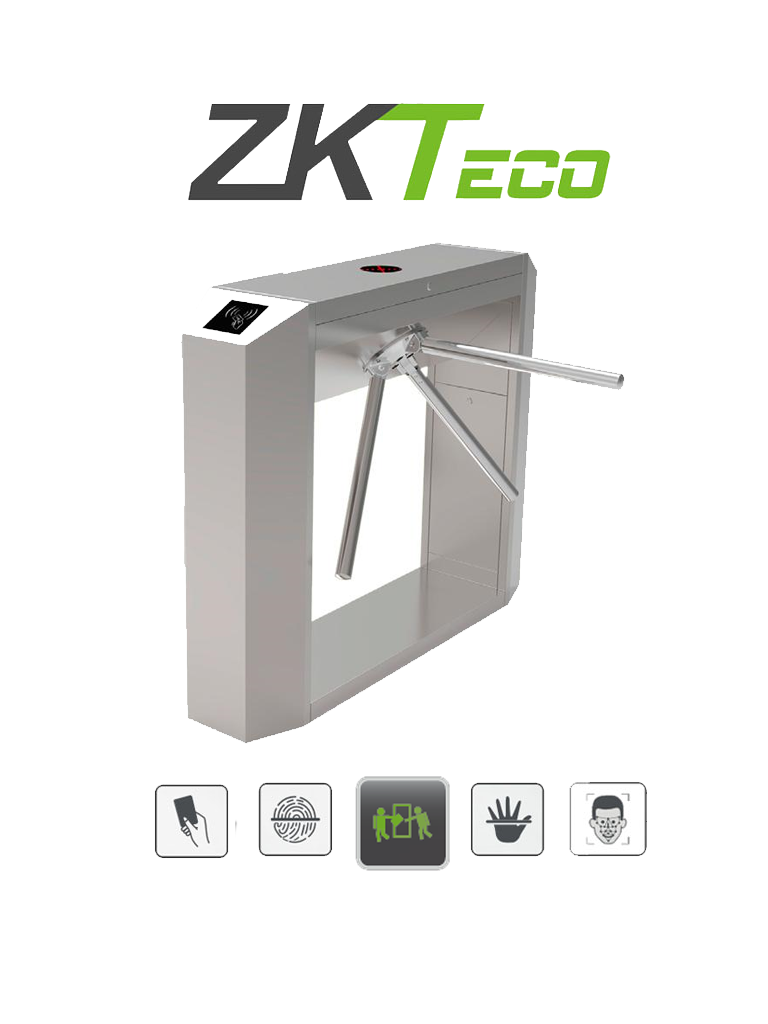 ZKTECO TS200 - Torniquete Bidireccional / Acero SUS304 / Desbloqueo de Seguridad sin Energía / No cuenta con Lectores y Panel / 110V / Exterior Protegido / Tráfico de 25 a 30 x Min / Ancho de Carril 50.5 cm / 1 millón de Ciclos / Apertura con Pulso Seco