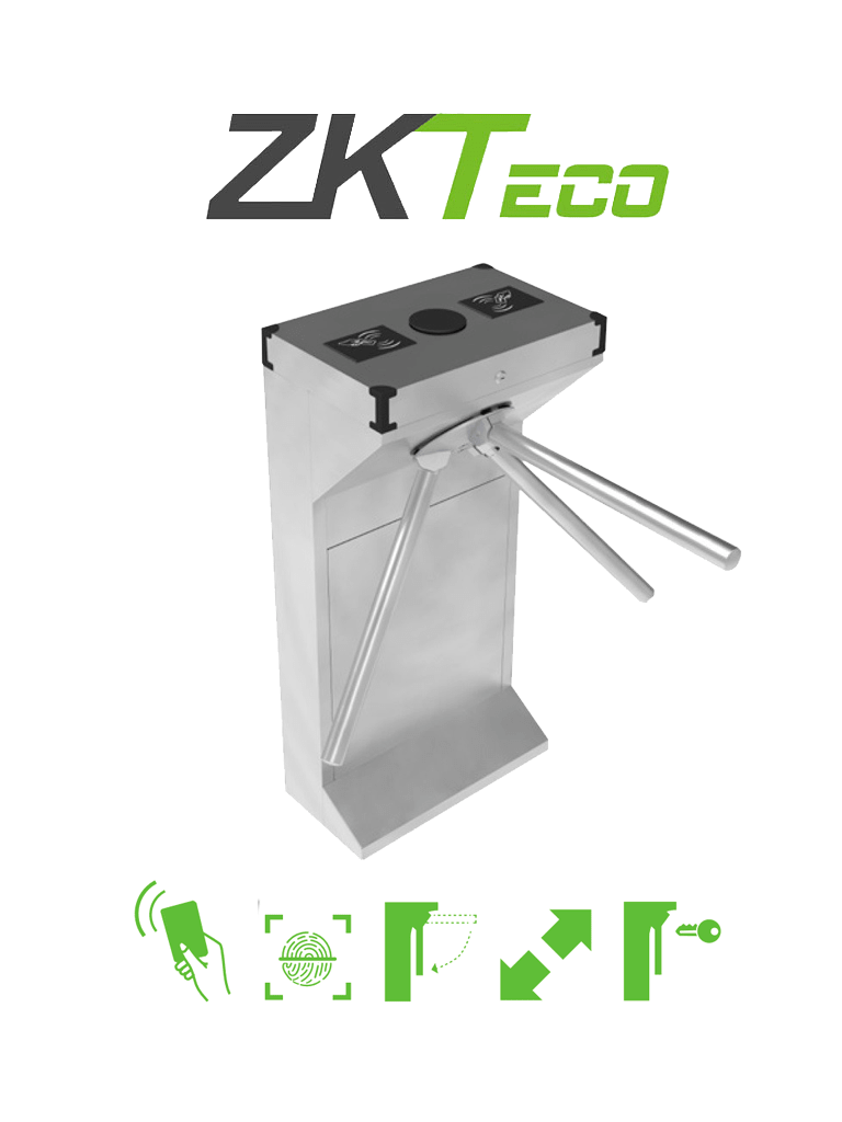 ZKTECO TS1000D - Torniquete Bidireccional / Acero SUS304 / 110V / 25 a 30 x Min / Carril 50 cm / Exterior Protegido / 1 millón de Ciclos / No cuenta con Lectores y Panel / Compatible con Equipos de Rostro, Palma, Huella, Tarjeta y Código QR