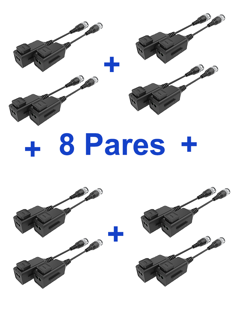 UTEPO UTP101PHD6PAK8 - 8 Pares de transceptores pasivos HD / Diseño para empalmes ordenados / Distancias CVI 720p a 300M / 1080p A 250M / 4 MP A 200M / 4K A 150M