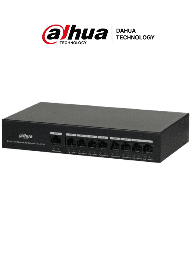 [DHT1850004] DAHUA DH-PFS3009-8ET-65 - Switch PoE de 8 Puertos/ Capa 2/ 1 Puerto 10/100 Base T/ 8 Puertos PoE 10/100 / 65 Watts Totales/ Protocolos Poe: IEEE802.3af, IEEE802.3at/ Switching 1.8 Gbps/ Tasa de Reenvio de Paquetes 1.339 Mbps/