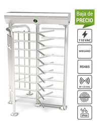 [ZTA451004] ZKTECO FHT2322 - Torniquete de Cuerpo Completo / para Exteriores / Un carril / Bidireccional de 58 CM / Acero Inoxidable / Incluye Lectores y Panel INBIO PULL