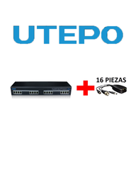 [TVT052099] UTEPO UTP116PVHD2 - Transmisor y receptor de 16 canales de video y energia / HDCVI / TVI / A HD / CVBS / Distancia 400M a 720p / 200M A 1080p