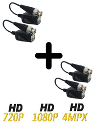 [TVT445015] UTEPO UTP101PHD404 - Paquete de 4 pares de transceptores pasivo/ Push / HDCVI 720P 250M, 1080P 200M / TVI 720P 250M, 1080P 200M / AHD 720P 300M, 1080 300M/ Fácil conexion/