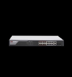 [DS-3E1318P-EI] Switch Monitoreable de 16 puertos PoE+ (hasta 250 m), 10/100 Mbps, 2 puertos RJ45 Uplink, 230 Watts, conexión remota desde Hik-ProConnect